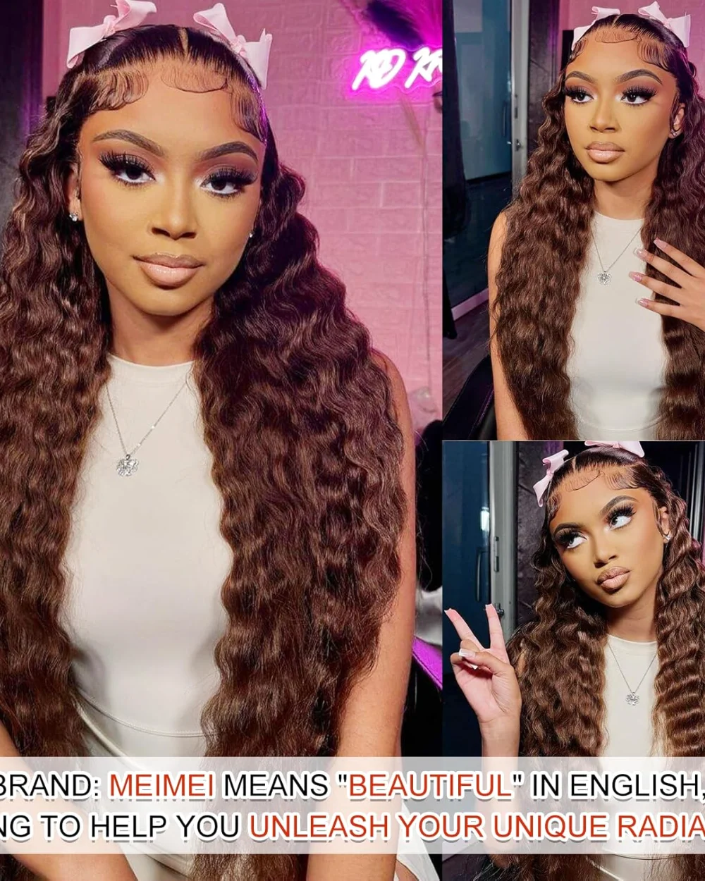 22" Chocolate Brown Lace Front Wig, view 6