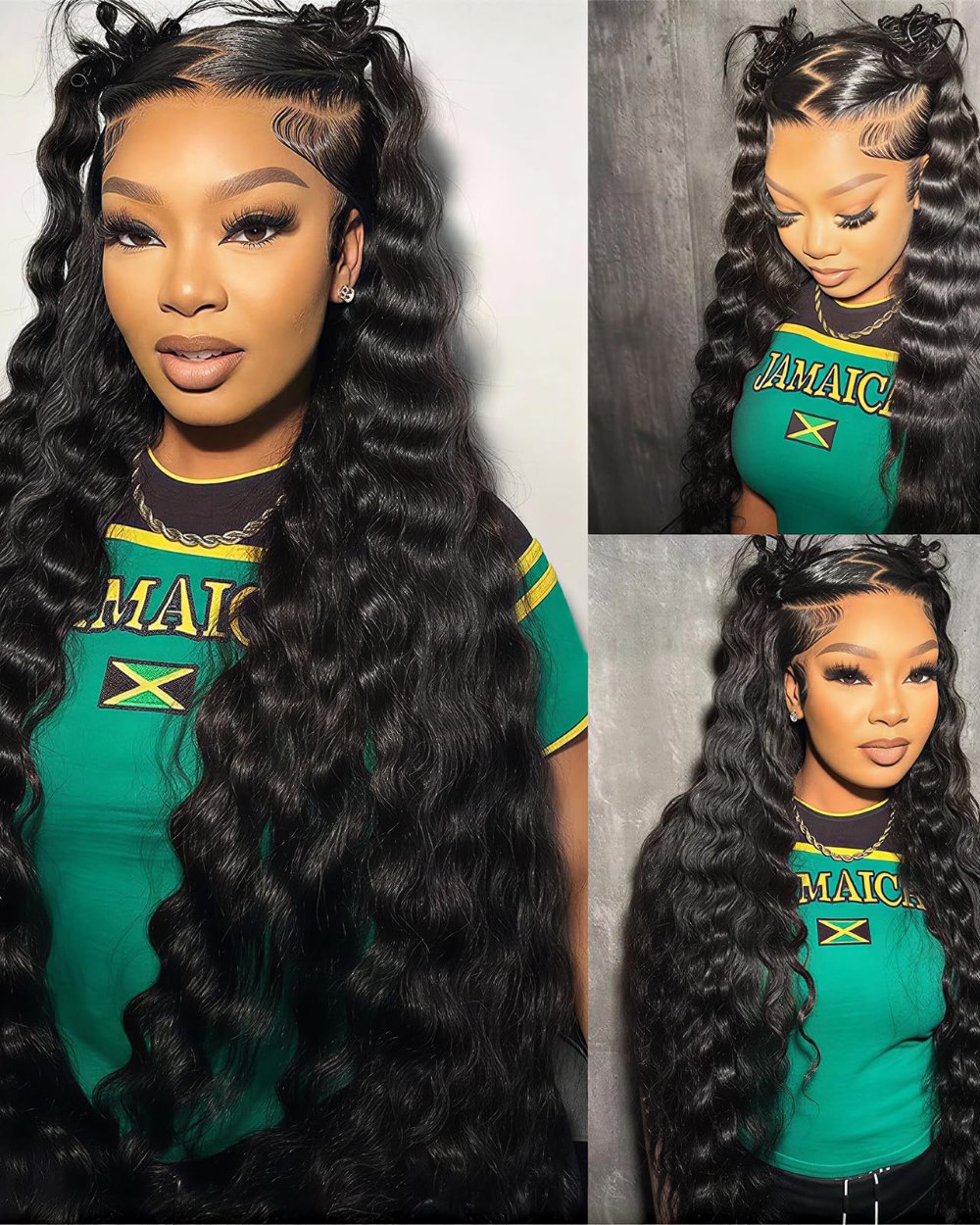 A MEIMEI 360 lace wig worn with the hair pulled back