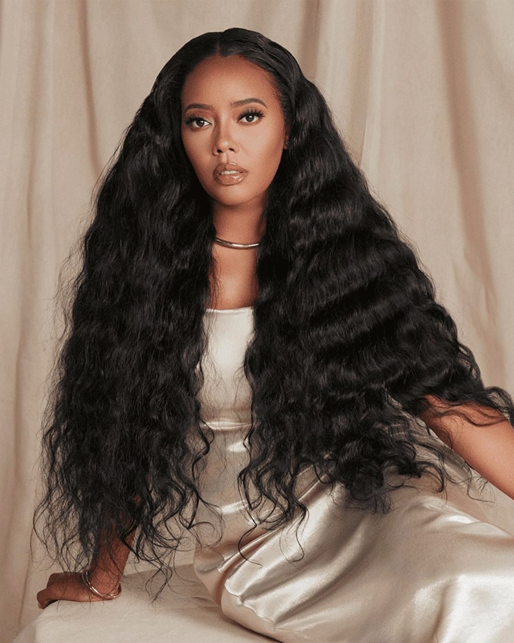 MEIMEI loose wave lace front wig worn full length