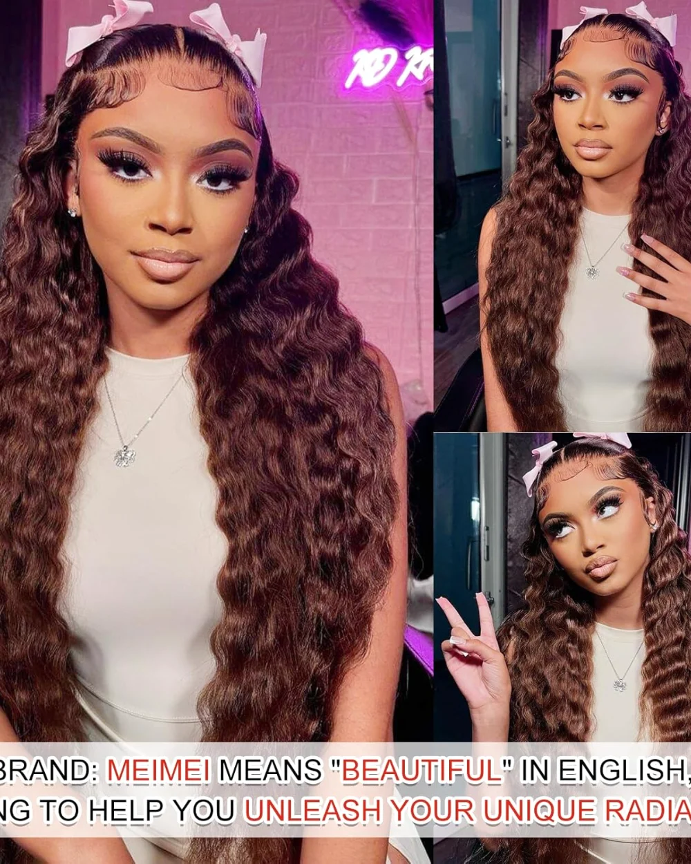 30" Chocolate Brown Lace Front Wig, view 4